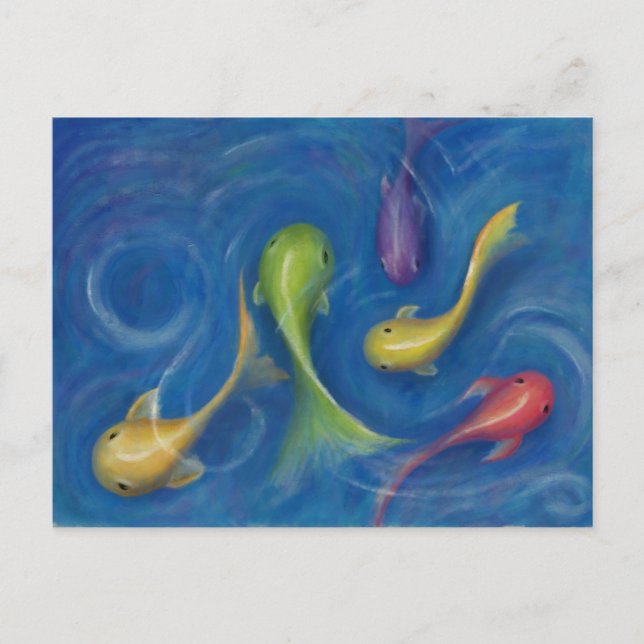 Carte postale pêche colorée (Devant)