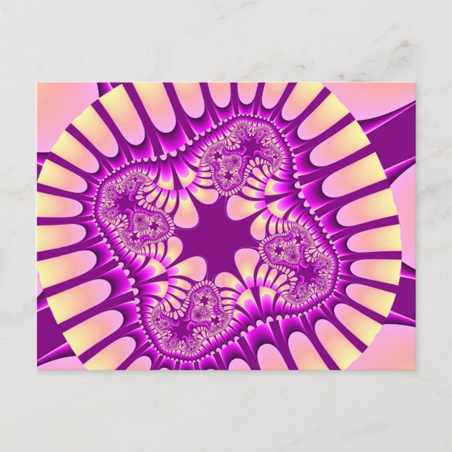 Carte Postale Pêche colorée et fractale violette (Devant)
