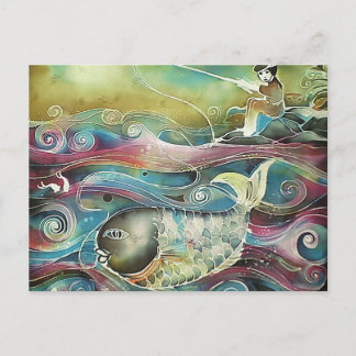 Carte Postale Pêche des filles à la nuit