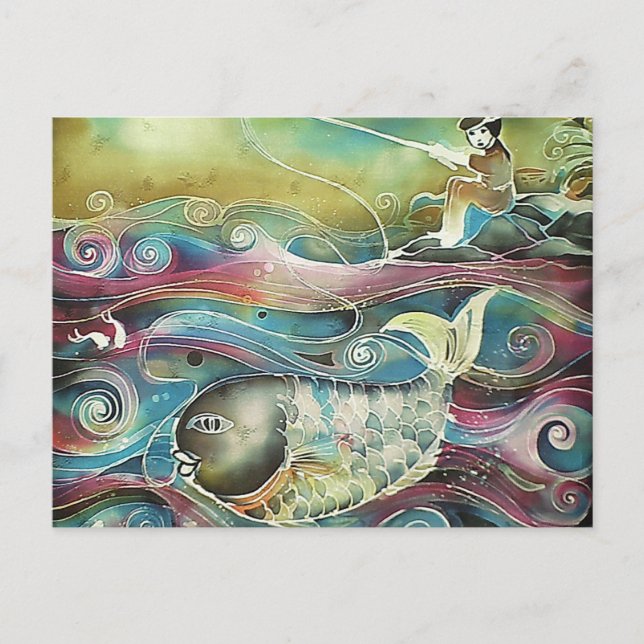 Carte Postale Pêche des filles à la nuit (Devant)