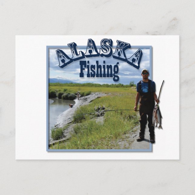 Carte Postale Pêche en Alaska près de la rivière (Devant)