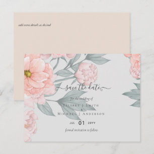 Carte Postale Pêches Pivoines Sauge Fleurs Mariage Sauver les Da