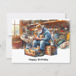 Carte Postale Pêcheur à la boutique de pêche joyeux anniversaire