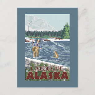 Carte Postale Pêcheur à la mouche - Latouche, Alaska