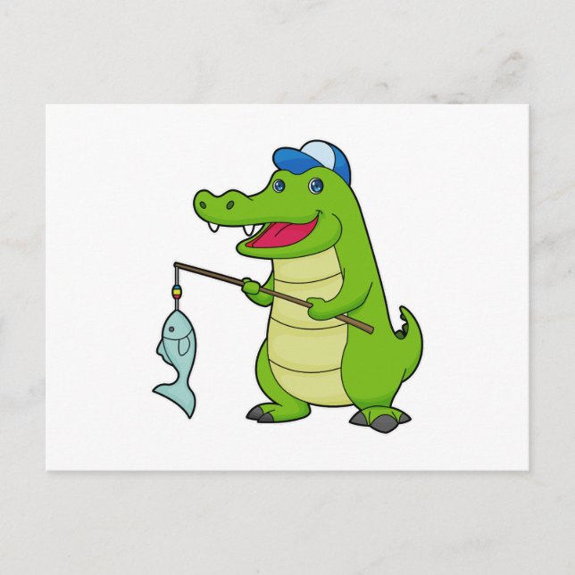 Carte Postale Pêcheur de crocodiles Pêche Canne à pêche (Devant)
