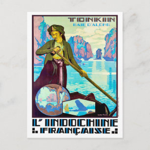 Carte Postale Pêcheur de Tonkin, rivière rouge, voyage vintage