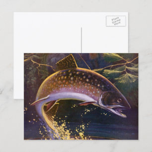 Carte Postale Pêcheur de truite vintage, Pêche sportive