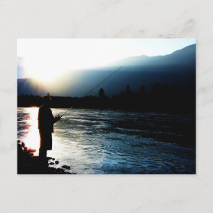 Carte Postale Pêcheur en soirée