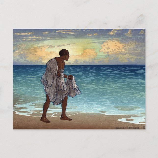 Carte Postale Pêcheur hawaïen - Charles William Bartlett (Devant)