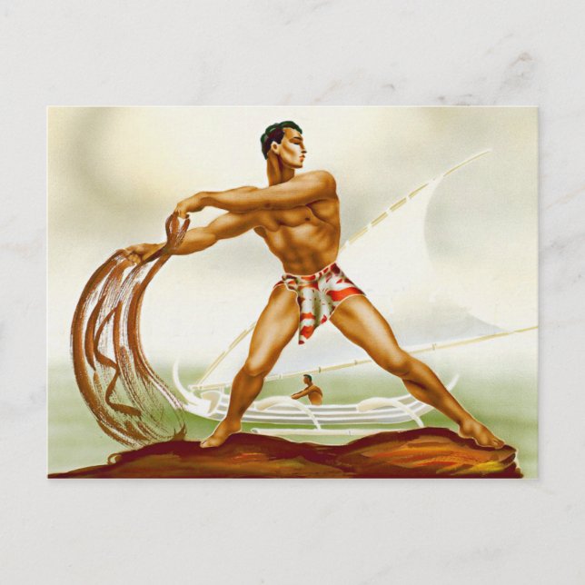 Carte Postale Pêcheur Hawaiian Net (Devant)