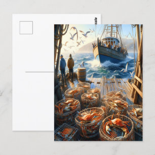 Carte Postale Pêcheurs à la Twilight ramassant des crabes