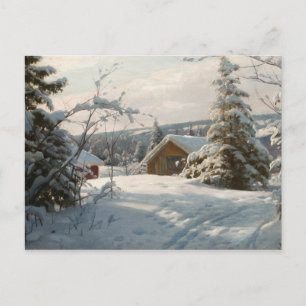 Carte Postale Peder Monsted - Paysage hivernal éclairé par le so