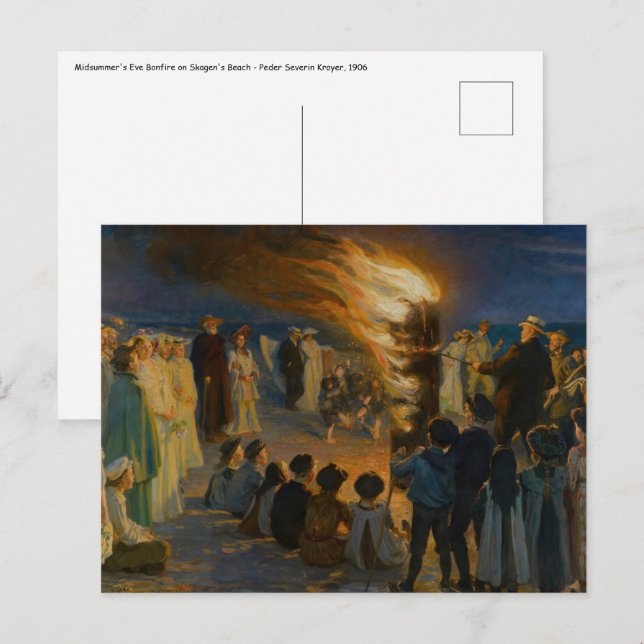 Carte Postale Peder Severin Kroyer - Feu de la veille de la Sain (Devant / Derrière)