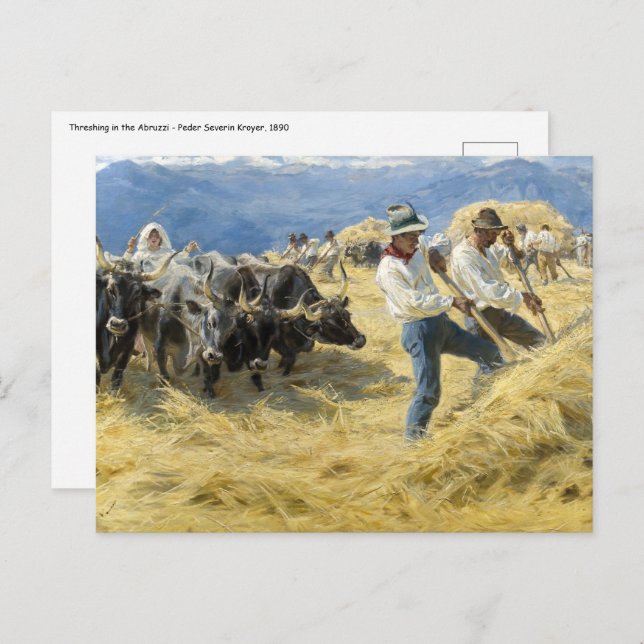 Carte Postale Peder Severin Kroyer - Threshing dans les Abruzzes (Devant / Derrière)