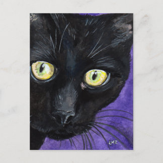 Carte Postale Peekaboo | Image d'aquarelle de chat noir