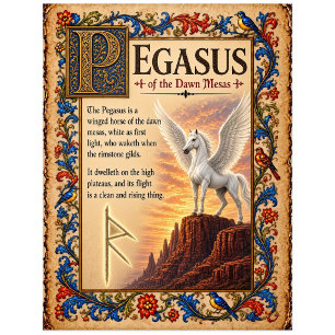 Carte Postale Pégase, Art du Bestiaire Médiéval