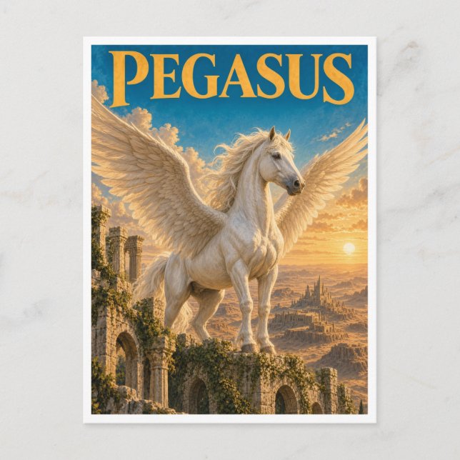 Carte Postale Pégase, monstre de fantasy gothique (Devant)