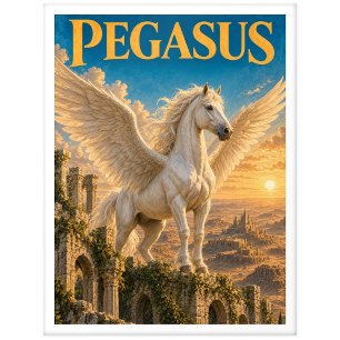 Carte Postale Pégase, monstre de fantasy gothique