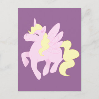 Carte Postale Pégase Unicorne Rose Cute (Unipeg)