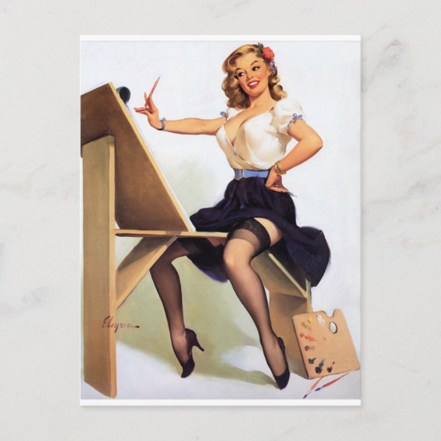 Carte Postale Peindre la pointe vers le haut (Devant)