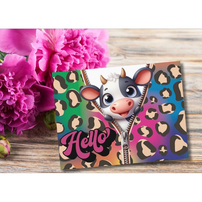 Carte Postale Peindre Une Vache Boo Bonjour (Créateur téléchargé)