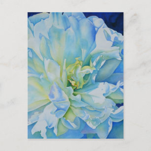Carte Postale Peine d'aquarelle bleu blanc romantique