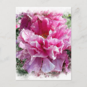 Carte Postale *~* Peine rose Peony Peinture Impressionnisme arti