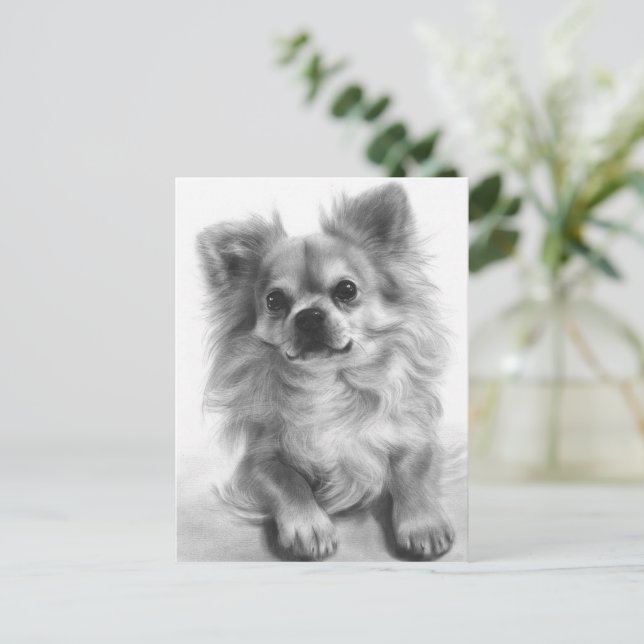 Carte Postale Peint à la main Art original Chihuahua (Debout devant)