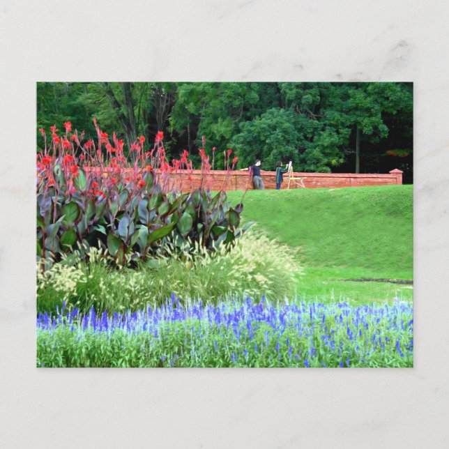 Carte Postale Peintre dans le jardin (Devant)