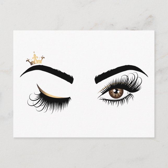 Carte Postale Peintre de maquillage Wink Eye Queen Crown Lash Ex (Devant)
