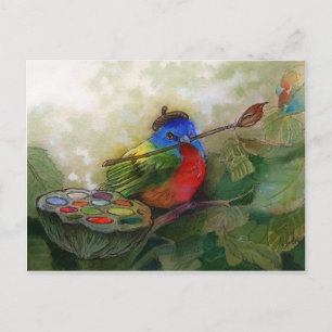 Carte Postale Peintre Peint Bunting Bird