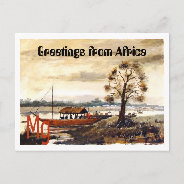 Carte Postale PEINTURE 7 copie, Salutations d'Afrique (Devant)