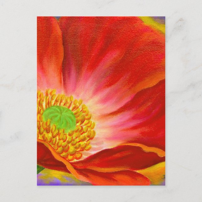 Carte Postale Peinture à fleurs de pavot orange - Multi (Devant)