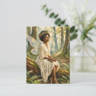 Carte Postale Peinture à l'aquarelle de fée de forêt de femme no