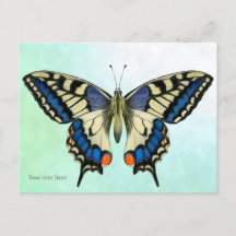 Carte postale Peinture à l'aquarelle de papillon S