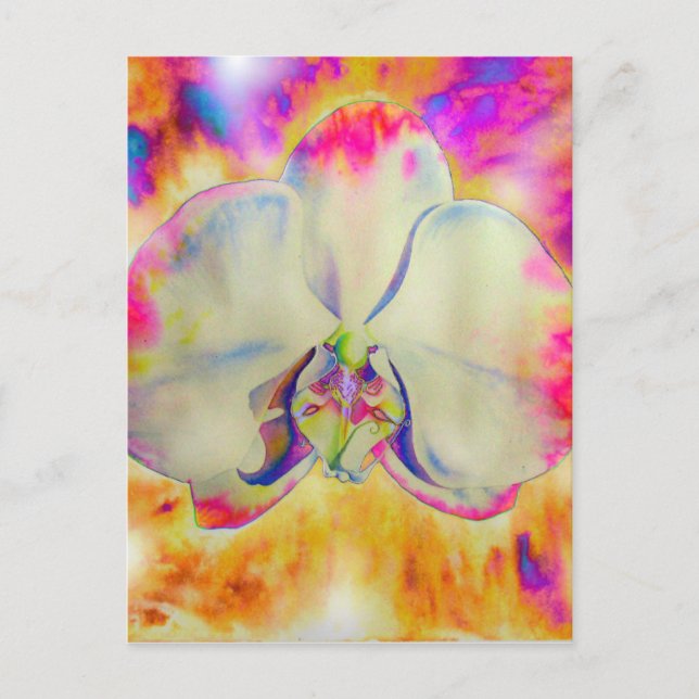 Carte Postale Peinture à l'aquarelle d'orchidée abstraite romant (Devant)
