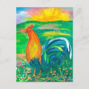 Carte Postale Peinture à l'aquarelle du coq