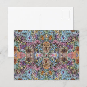 Carte Postale Peinture à l'aquarelle d'un jardin fleuri chic et 