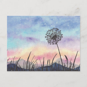 Carte Postale Peinture à l'aquarelle Pissenlit