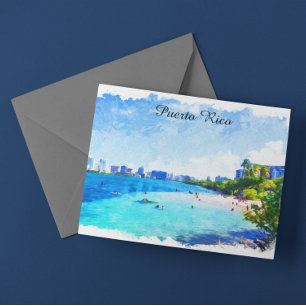 Carte Postale Peinture à l'aquarelle tropicale Porto Rico