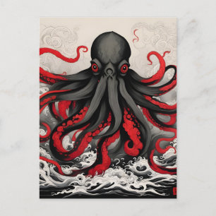 Carte Postale Peinture à l'encre asiatique Cthulhu