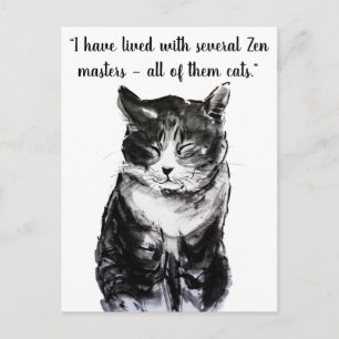 Carte Postale Peinture à l'encre suie de chat