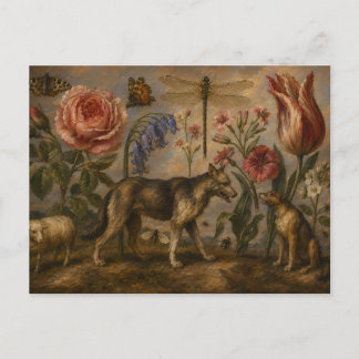 Carte Postale Peinture à l'huile botanique et faune forestière