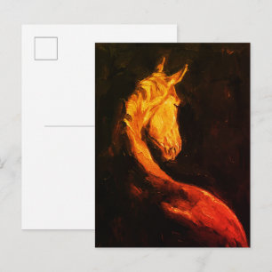 Carte Postale Peinture à l'huile de cheval doré – Animal express