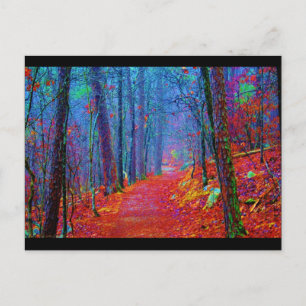 Carte Postale Peinture à l'huile de forêt sous lumière noire