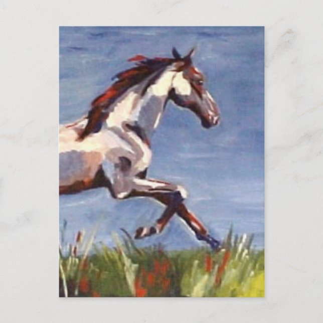 Carte Postale Peinture à l'huile de galop de cheval (Devant)