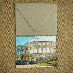 Carte Postale Peinture à l'huile de la ville de Pula Croatie