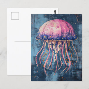 Carte Postale Peinture à l'huile de méduse rustique