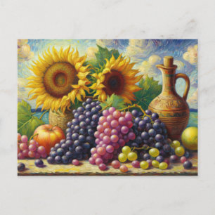Carte Postale Peinture à l'huile de raisin et de tournesol