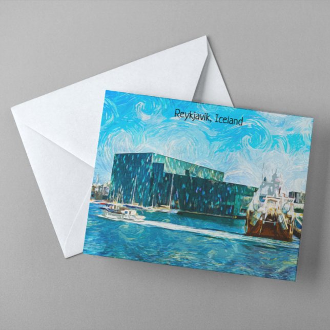 Carte Postale Peinture à l'huile de Reykjavik (reykjavik iceland oil paint postcard)